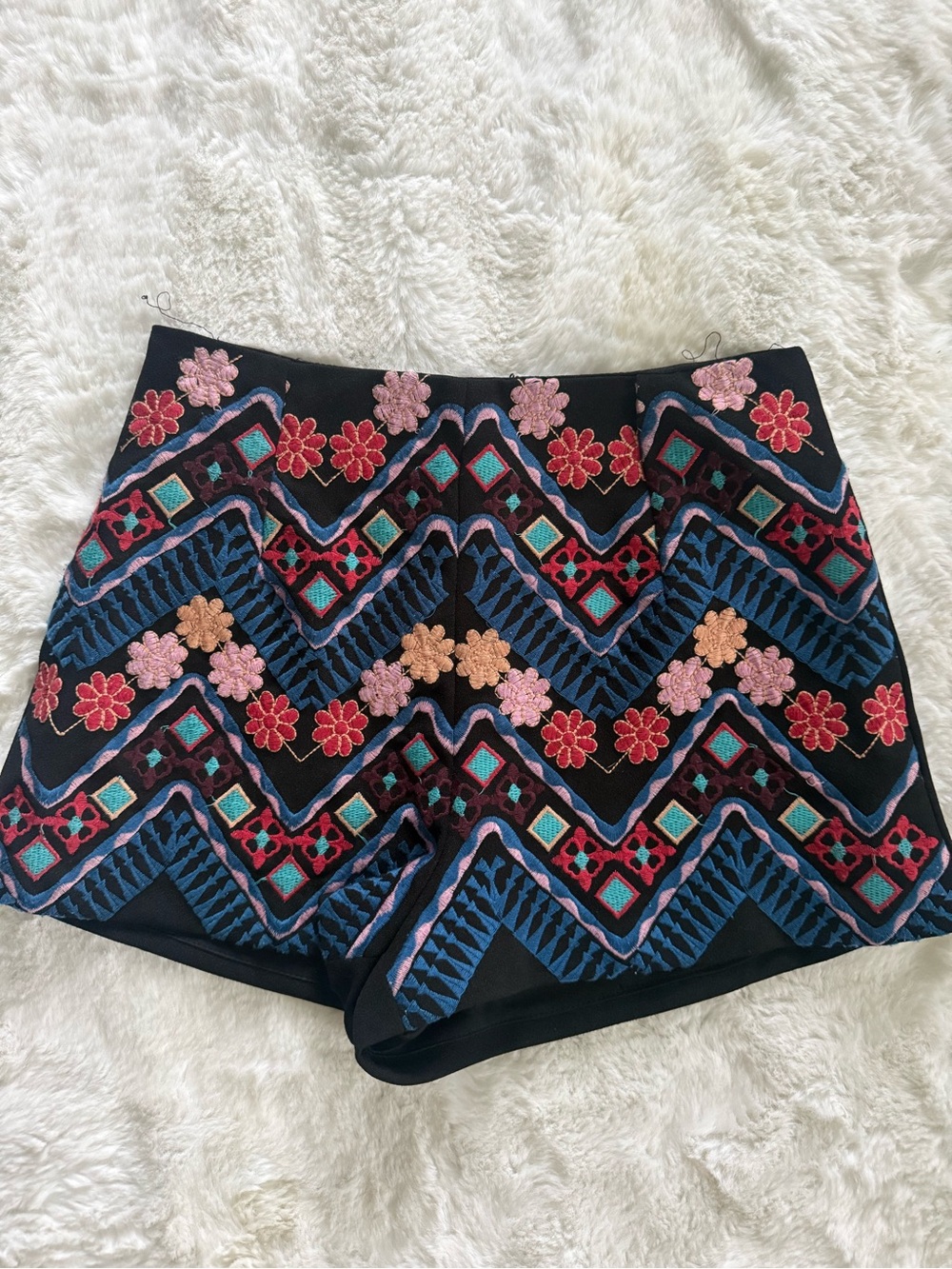 NWOT Wishful Thinking High Waist Embroidered Black Shorts